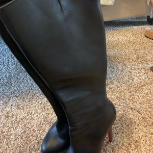 Christian louboutin black knee high boots